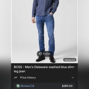 BOSS Men's Delaware Washed Blue Slim-Leg Jeans